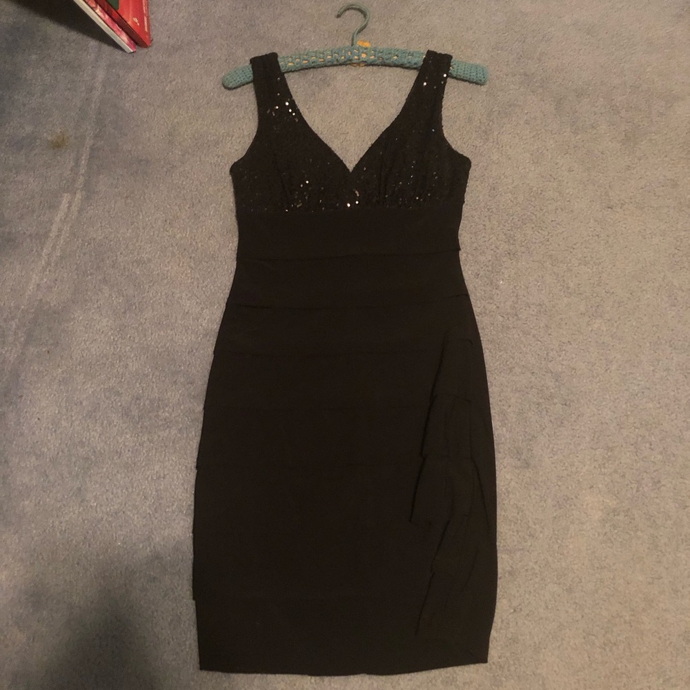 Black two strap cocktail dress